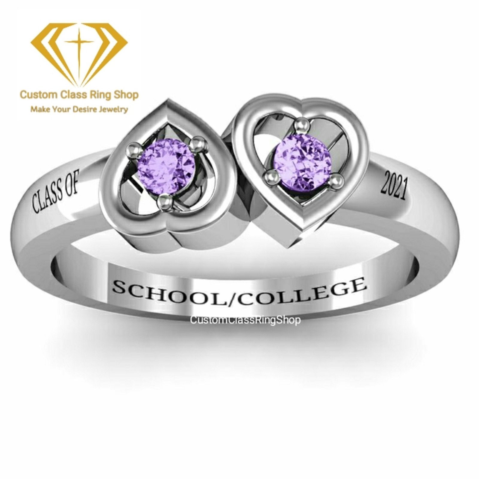 Oval Graduation Ring for Her, Engraved 925 Sterling Silver Gift - Image 2