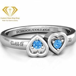 Class Year Ring for Her, Oval Stone in Solid Gold or Silver