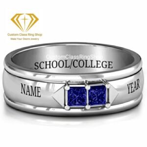 Square Class Ring for Her, Clean Modern 925 Silver Graduation Gift