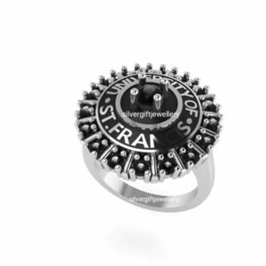 Jet Black Class Ring, Bold Modern Graduation Ring 925 Silver