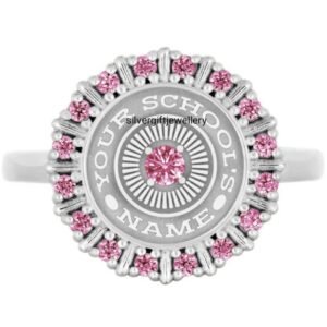 Pink Stone Class Ring, Fancy Pink 925 Silver Graduation Gift