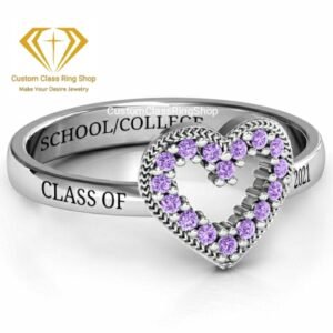 Round Class Ring for Graduates, School or College 925 Silver Gift