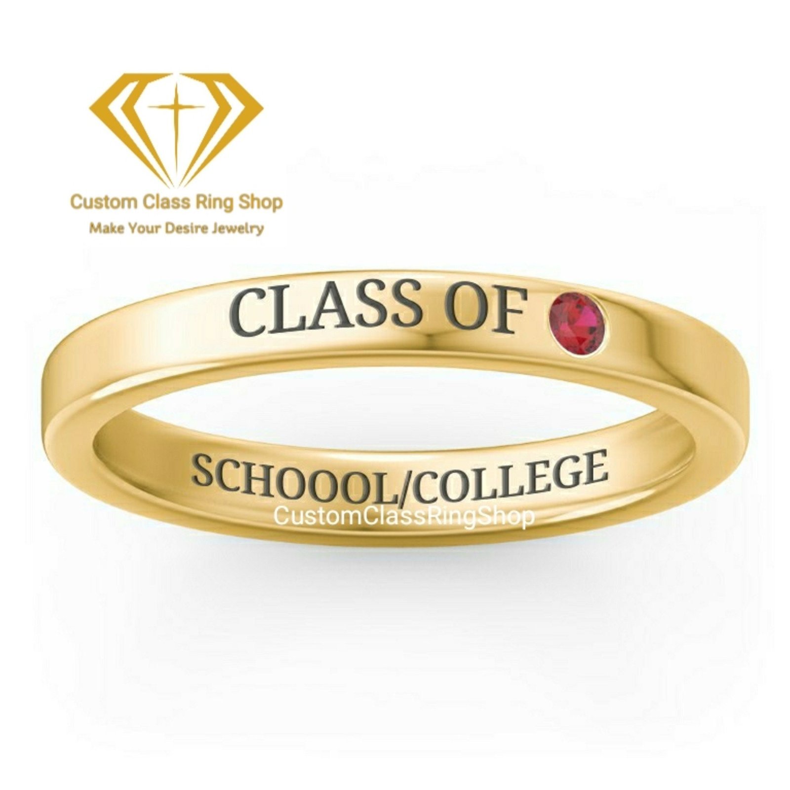 Engraved College Graduation Ring Gift, Gold, Silver or Platinum - Image 4