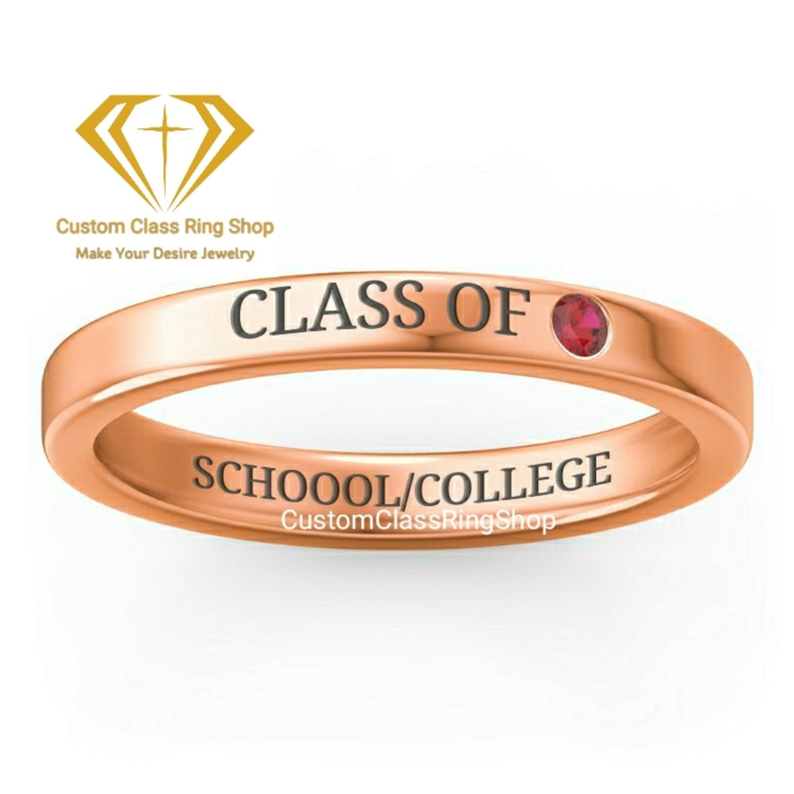 Engraved College Graduation Ring Gift, Gold, Silver or Platinum - Image 6