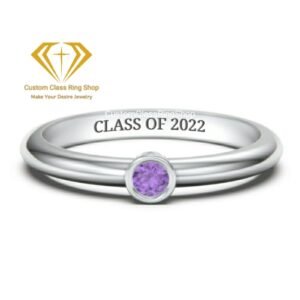 Minimalist Graduation Ring, Single Round Stone Gold or Silver