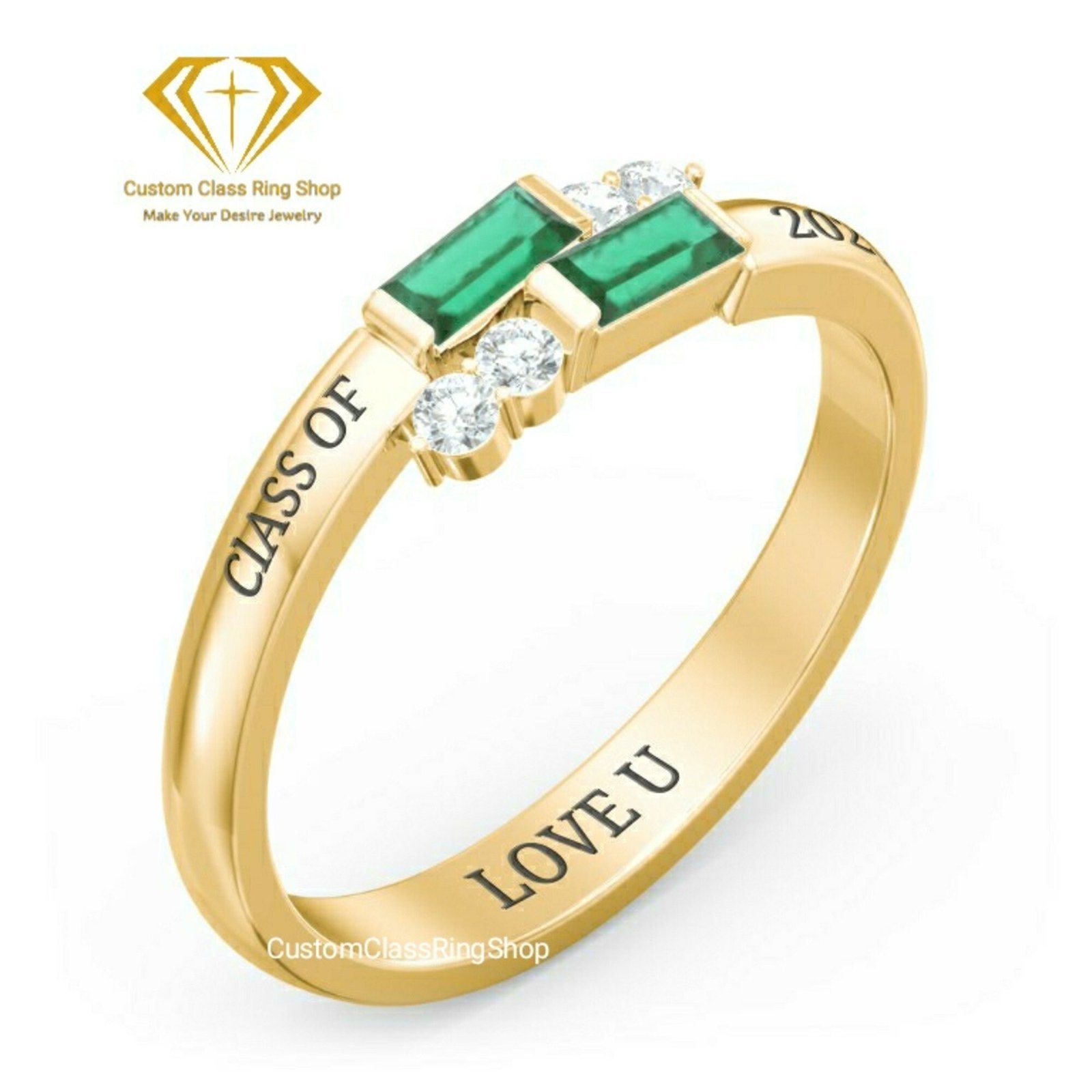 Square Stone School Ring for Women, Handmade 925 Silver Gift - Image 4