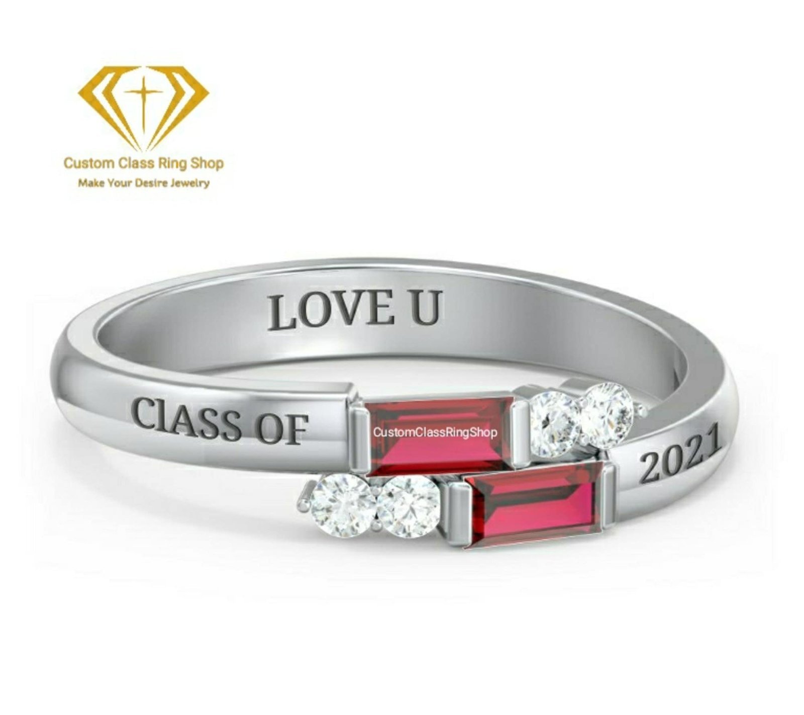 Heritage Senior Ring for Women, Square Stone Sterling Silver