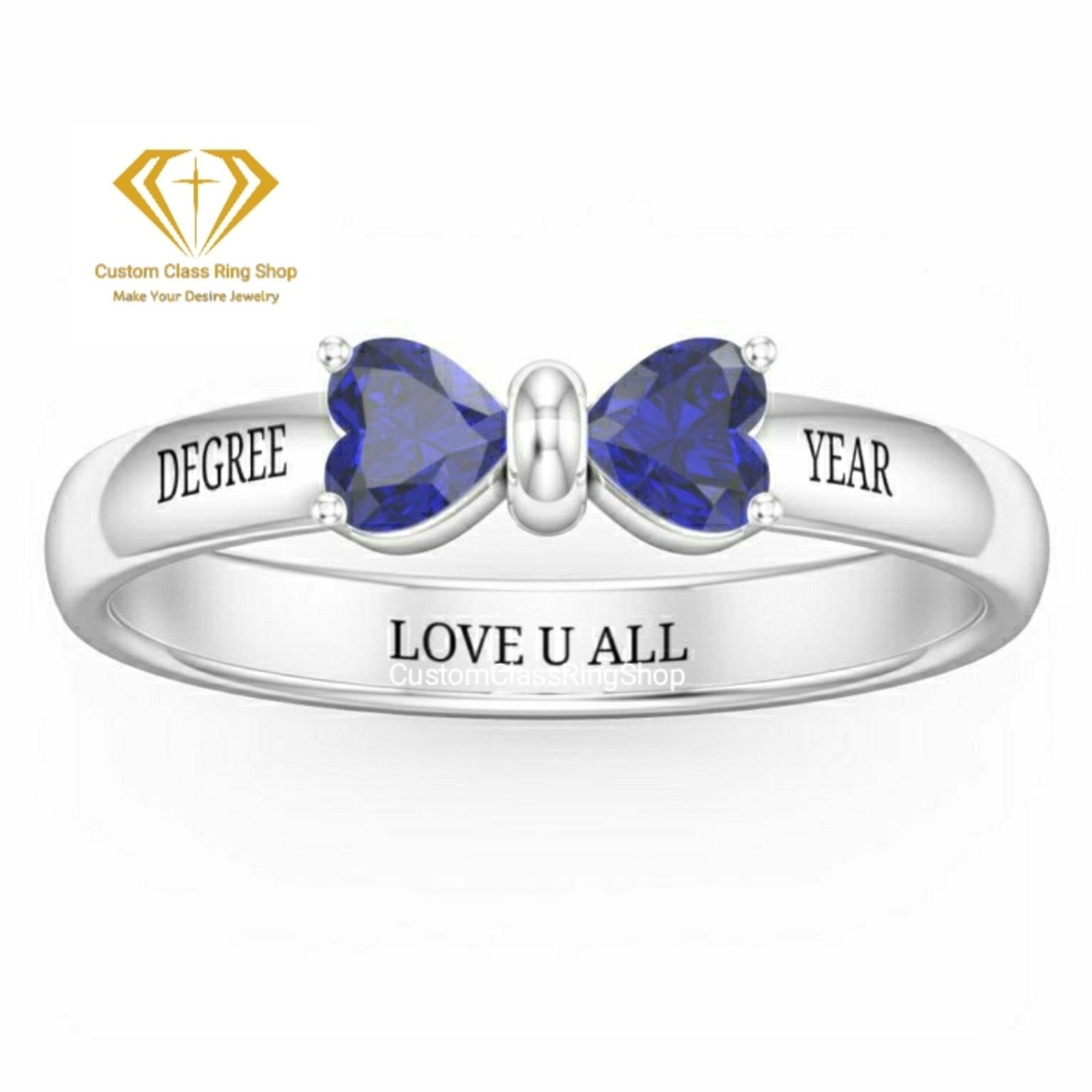 Heart Class Ring for Students, Personalized 925 Silver Gift for Her - Image 2