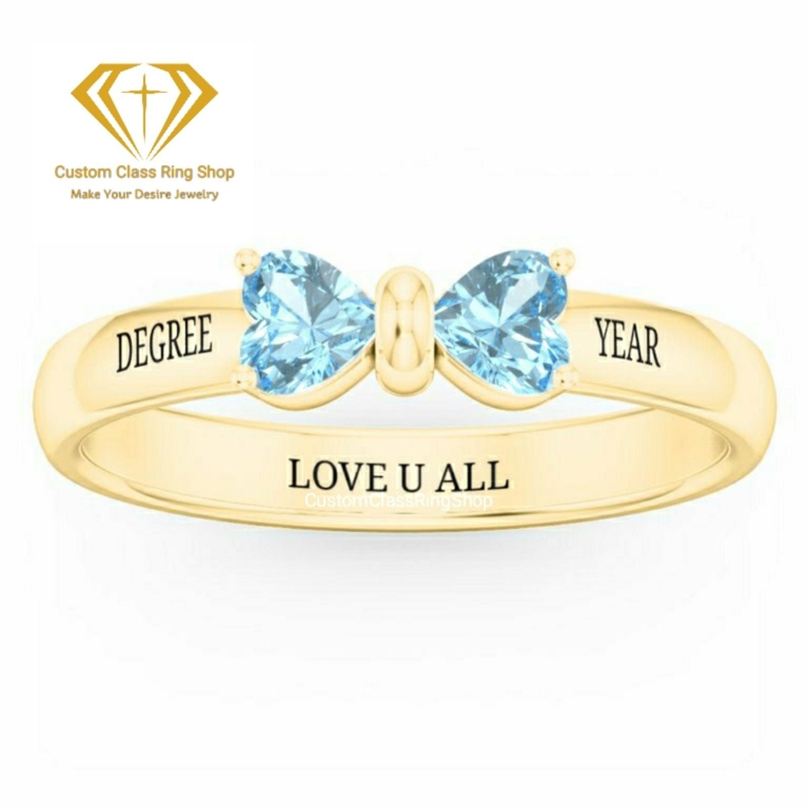 Heart Graduation Ring, Personalized Sterling Silver Class Gift - Image 3