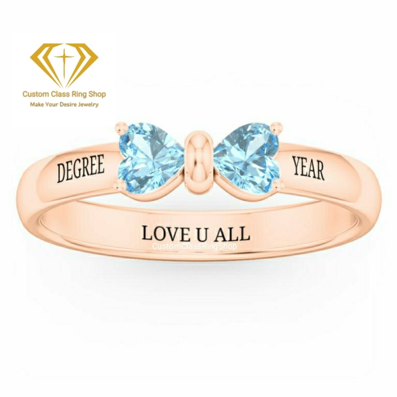Heart Graduation Ring, Personalized Sterling Silver Class Gift - Image 6
