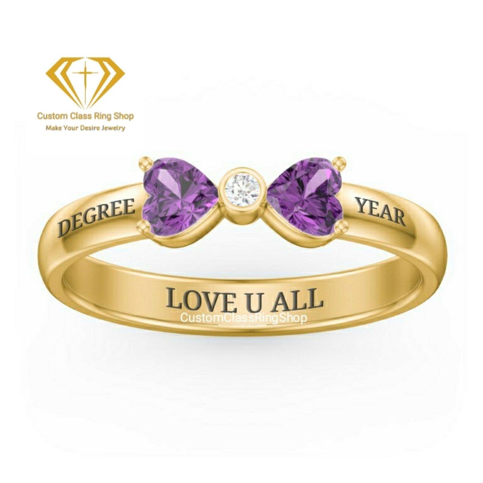Heart and Round Class Ring for Women, 925 Silver College Gift - Image 4