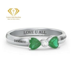 Heart Gemstone Graduation Ring, Solid Gold or Sterling Silver
