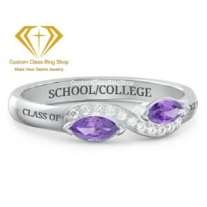 Marquise Grad Ring for Women, Engraved 925 Sterling Silver