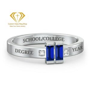 Stylish Grad Ring for Her, Square Stone Solid Gold or Silver