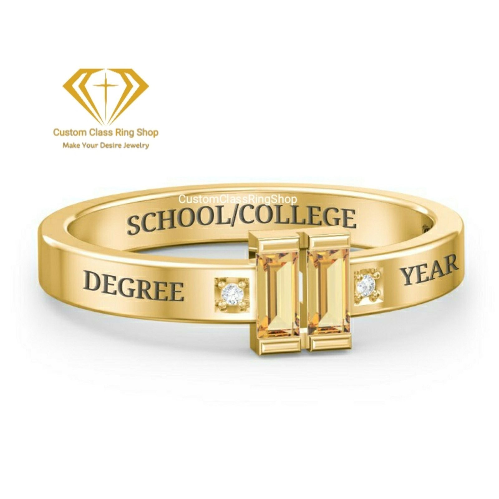 Square College Grad Ring, Classic Sterling Silver Graduation Gift - Image 3