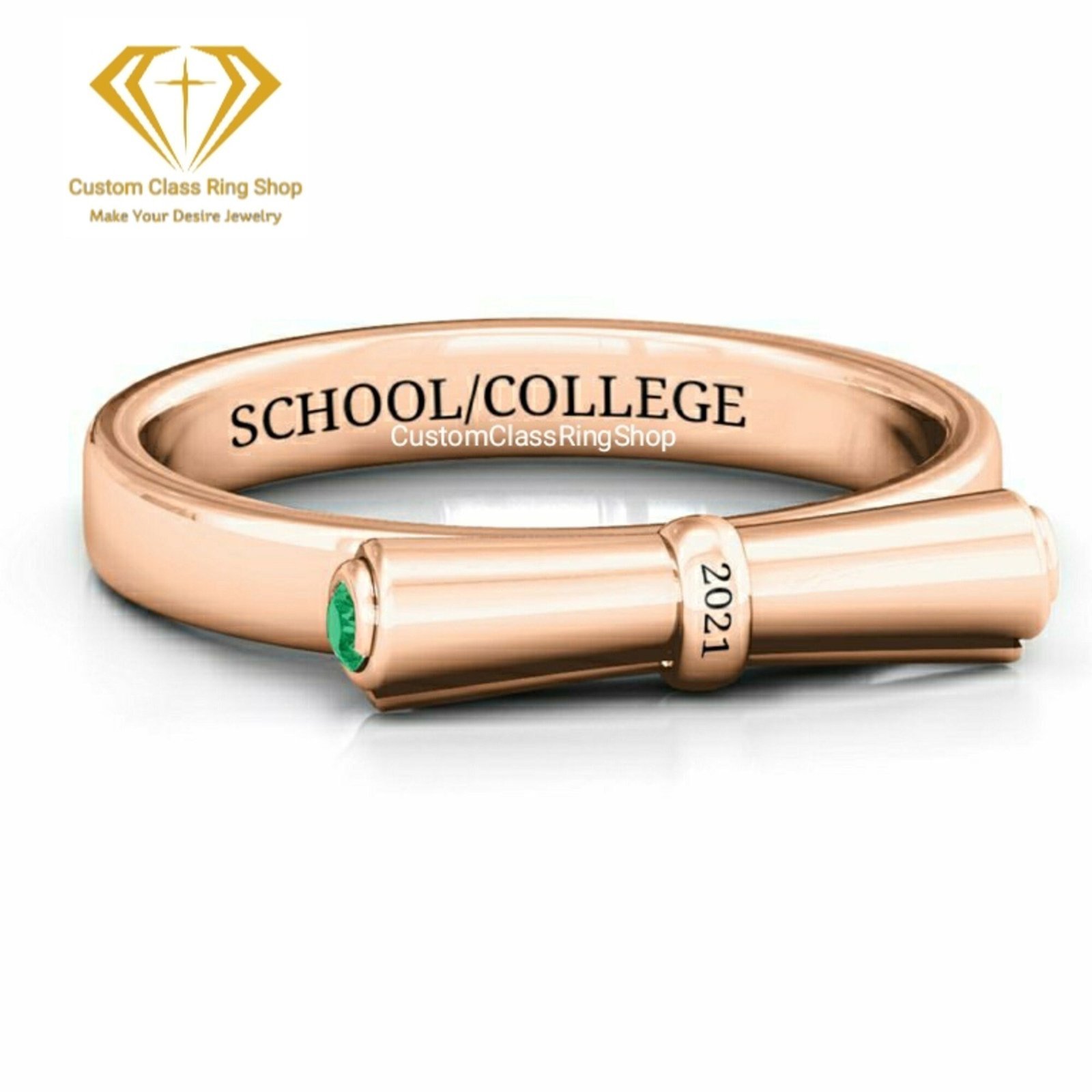 University Graduation Ring with Round Stone, 925 Silver Gift - Image 7