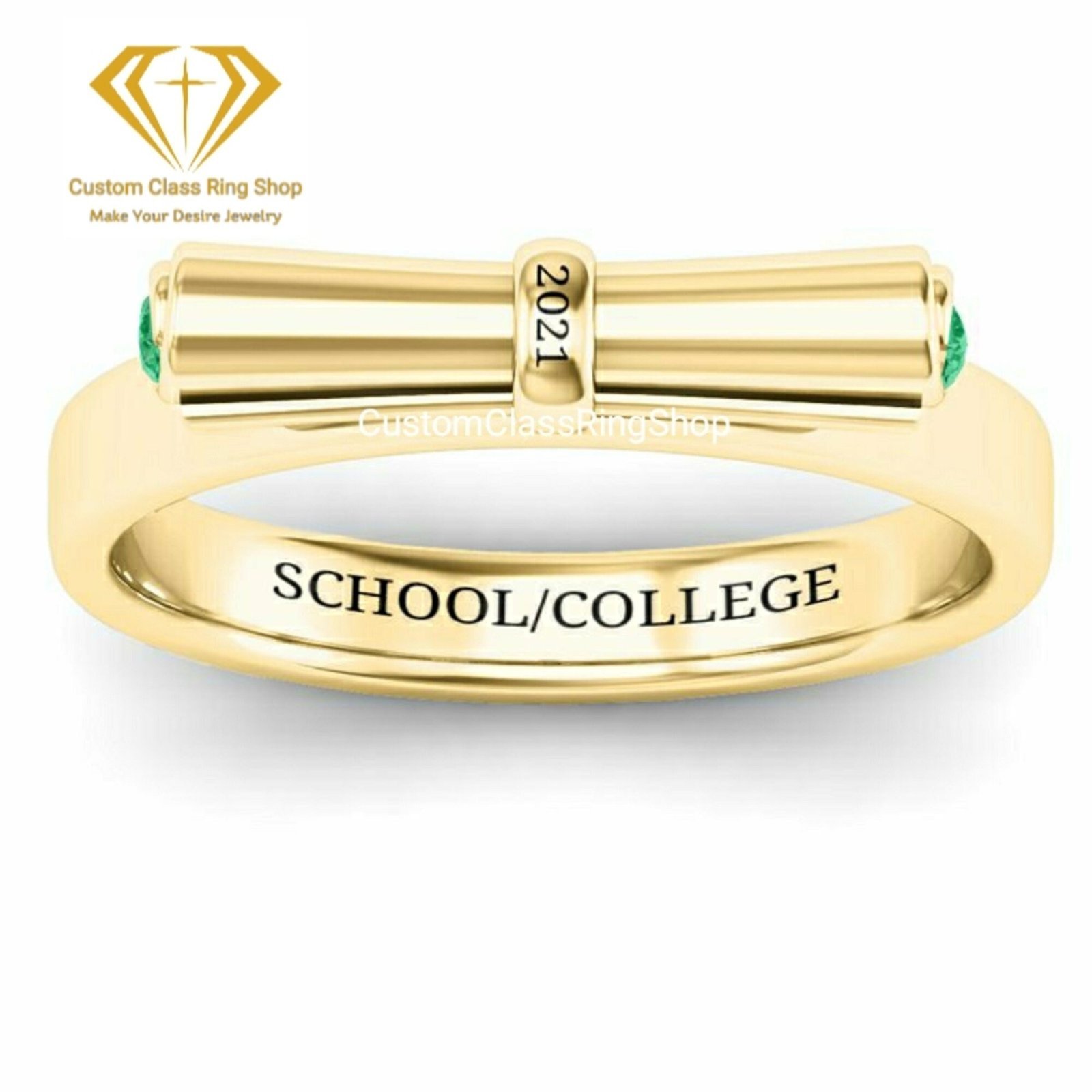 University Graduation Ring with Round Stone, 925 Silver Gift - Image 4