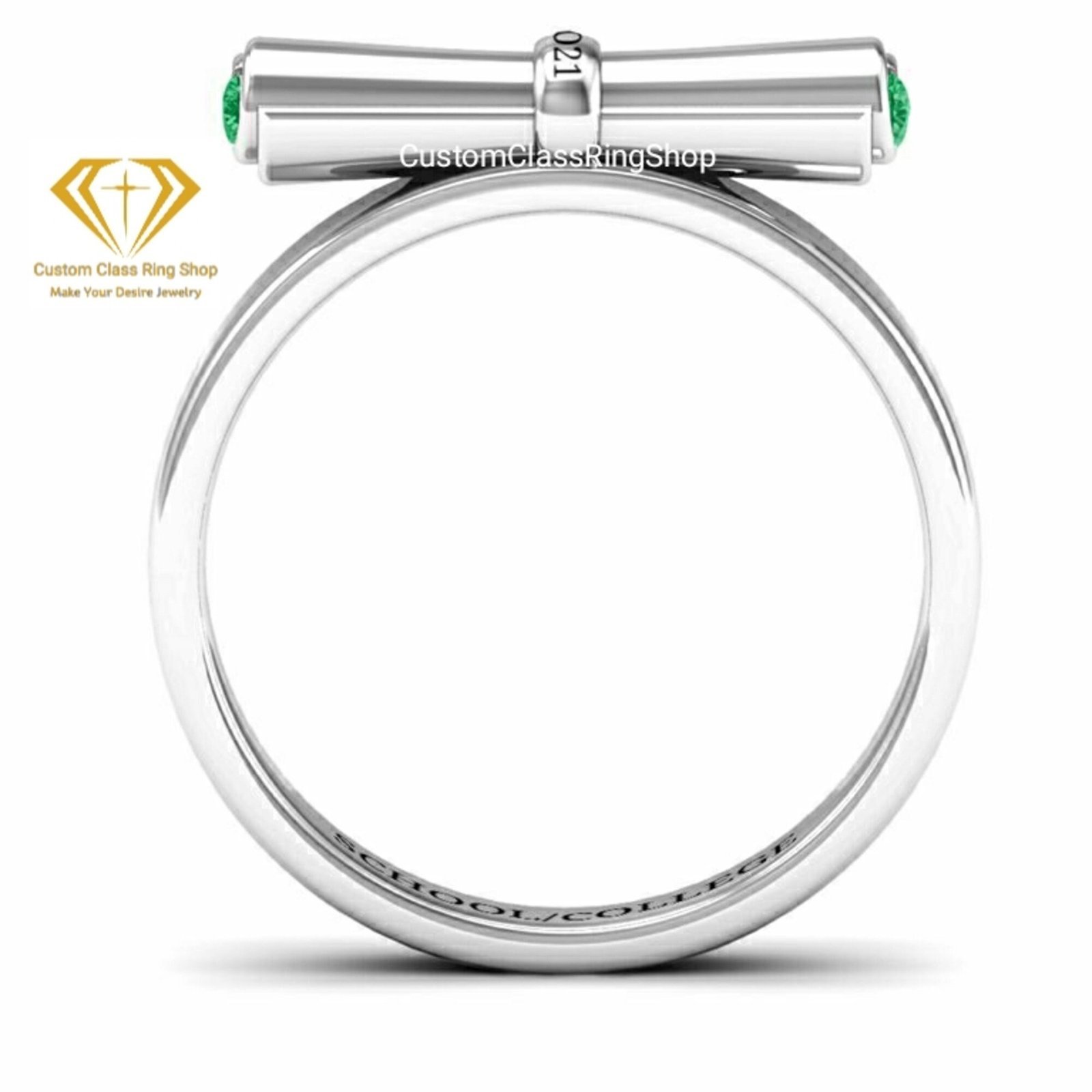 University Graduation Ring with Round Stone, 925 Silver Gift - Image 3