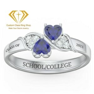 Heart Stone Class Ring, Personalized Sterling Silver Graduation Gift