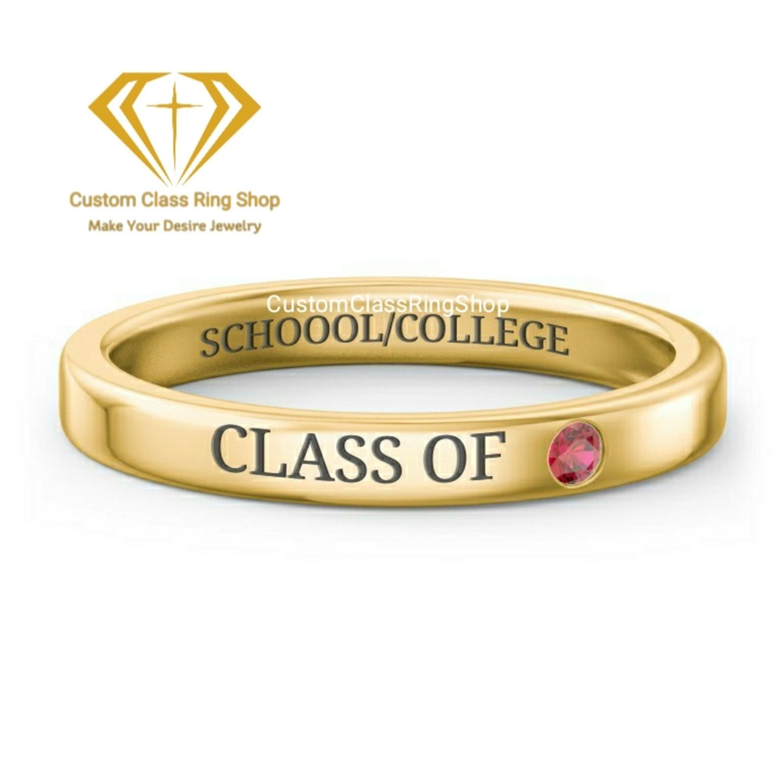 Engraved College Graduation Ring Gift, Gold, Silver or Platinum - Image 3