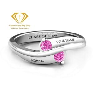 Round School Ring for Her, Solid Gold or Sterling Silver Gift
