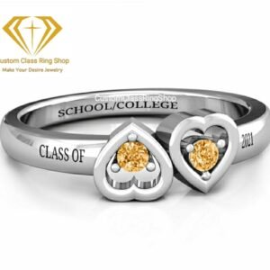 Personalized University Ring for Women, Oval Stone 925 Silver