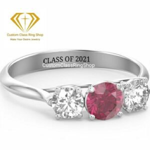 Layered Round Class Ring for Her, Sterling Silver Graduation Gift