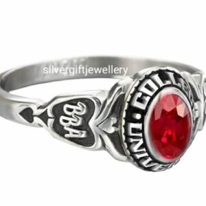 Bright Stone Grad Ring for Her, Classic Layout 925 Silver
