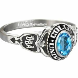 Lighter Class Ring for Her, Signature High School Grad Ring 925 Silver