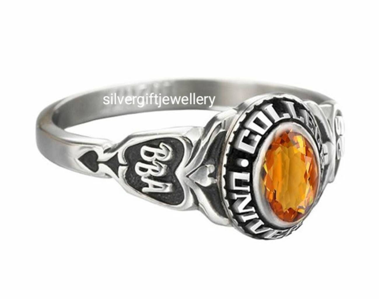 Graceful High School Senior Ring for Her, 925 Silver
