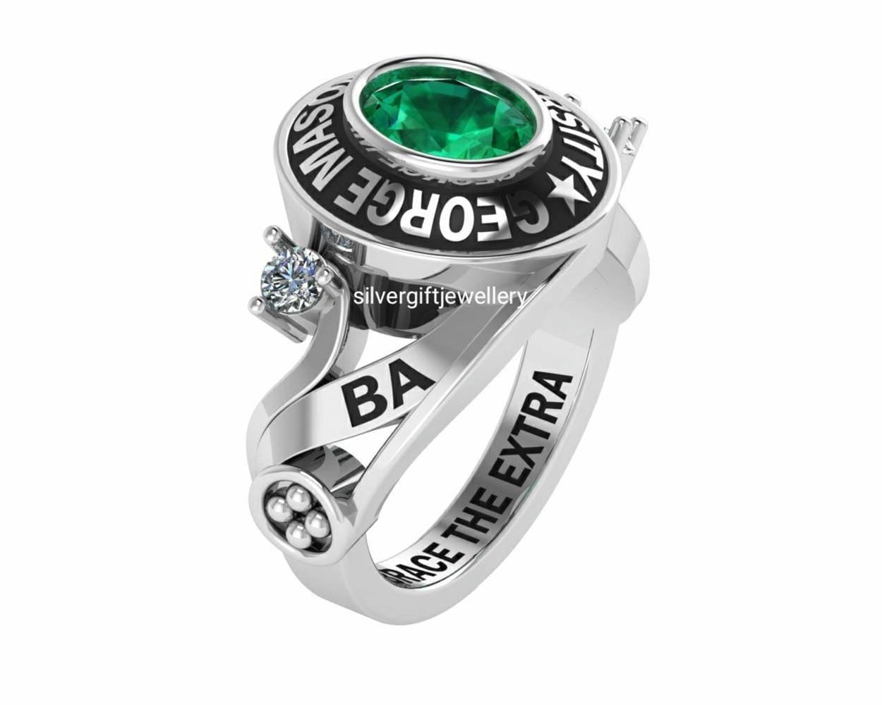 Class Graduation Ring for Her, Heritage High School 925 Silver - Image 2