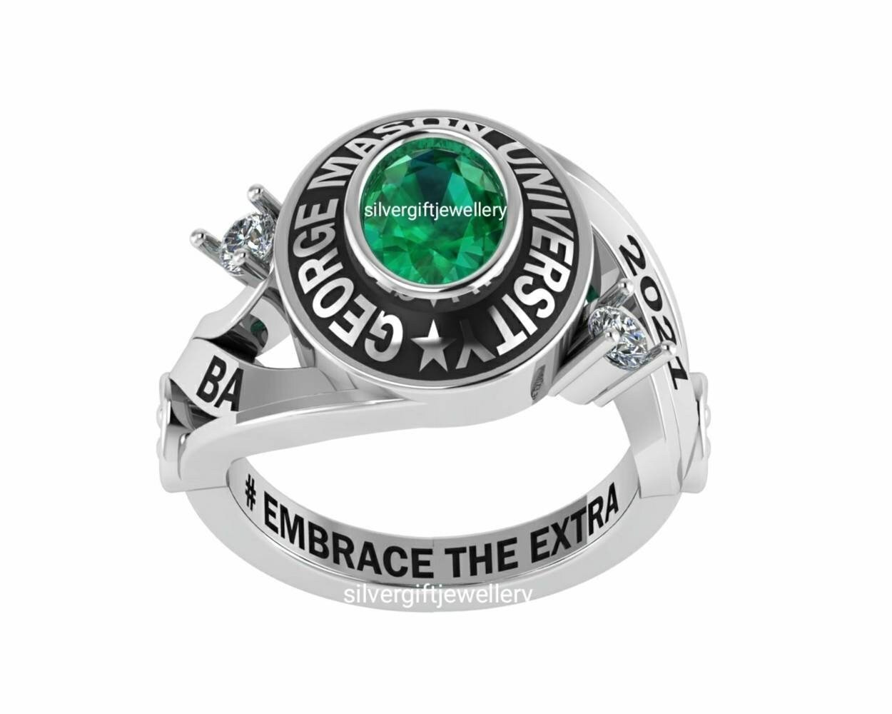 Class Graduation Ring for Her, Heritage High School 925 Silver - Image 4
