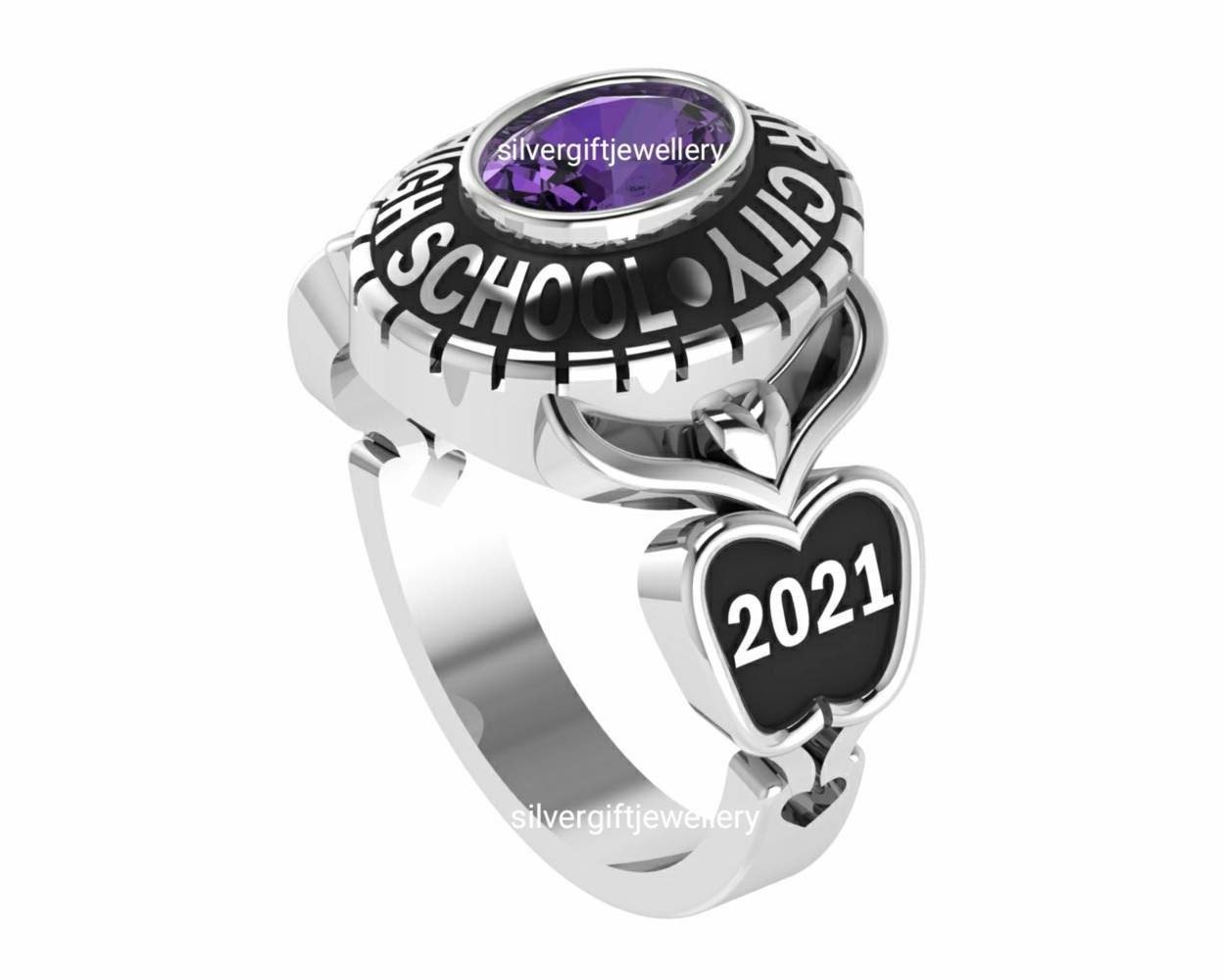 Handcrafted High School Ring, Classic Graduation Gift 925 Silver - Image 3