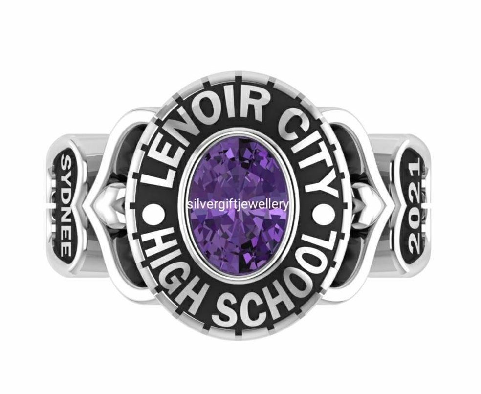 Handcrafted High School Ring, Classic Graduation Gift 925 Silver