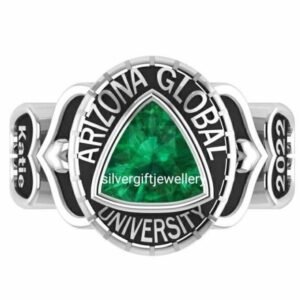 Triangle Stone Graduation Ring for Her, Trillion Cut 925 Silver