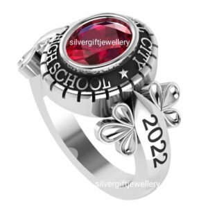Class Ring for Girls, Slim High School Ring 925 Silver