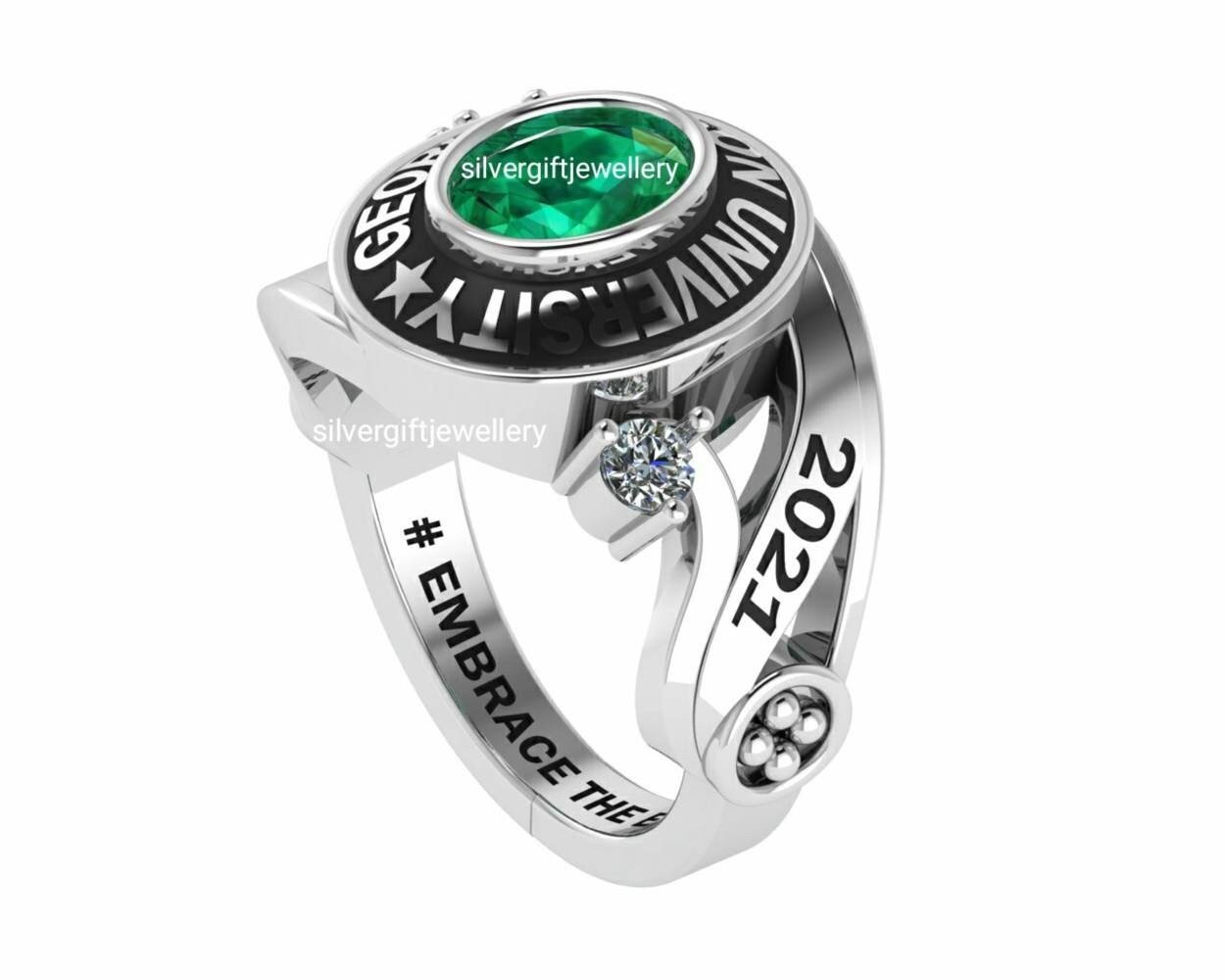 Class Graduation Ring for Her, Heritage High School 925 Silver - Image 3