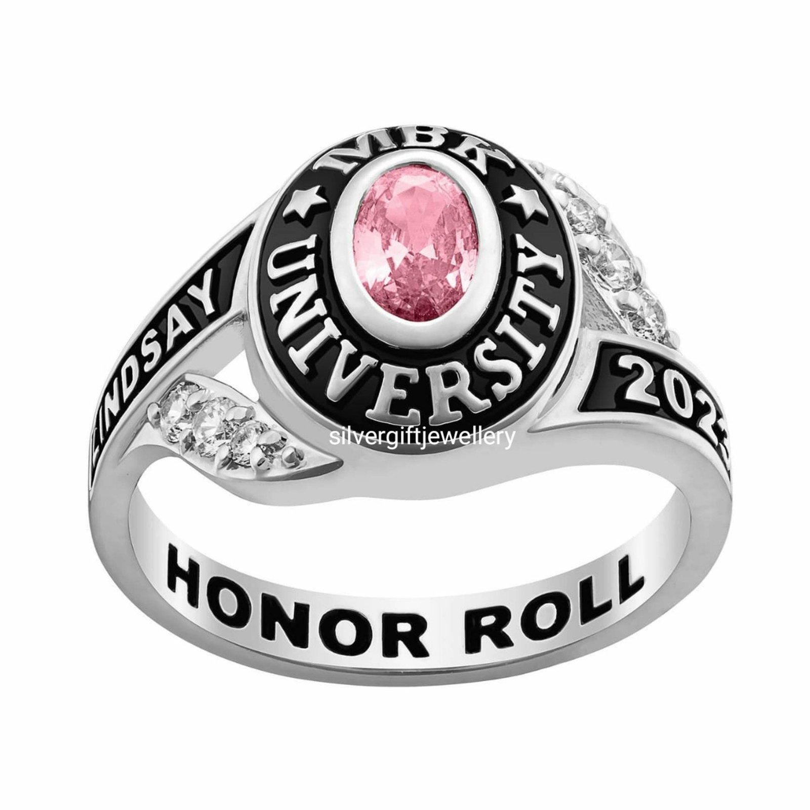 College Senior Ring for Her, New Design 925 Silver Graduation Gift - Image 2