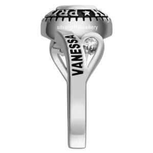 New College Class Ring for Her, Custom Design 925 Silver