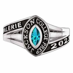 Loving Heart High School Ring for Her, 925 Silver
