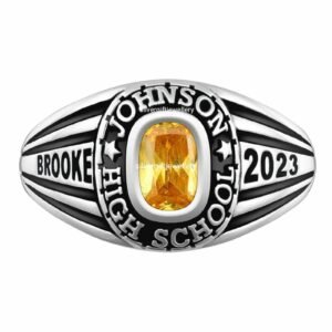 Heart Class Ring for Her, High School or College 925 Silver