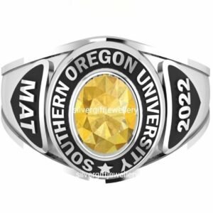 Timeless High School Ring for Her, Graceful 925 Silver