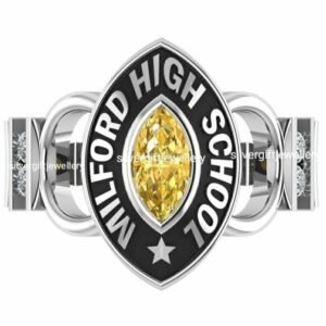Heart College Ring for Her, Personalized 925 Silver