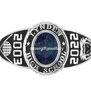 Old School Class Ring, Traditional Graduation Ring 925 Silver