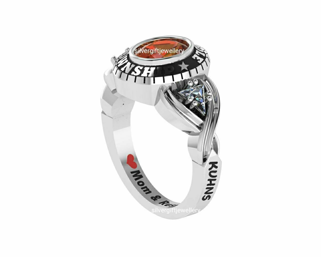 Elegant School Ring for Her, Personalized 925 Silver - Image 3