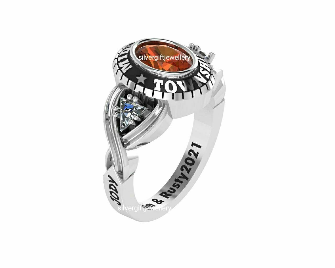 Elegant School Ring for Her, Personalized 925 Silver - Image 2