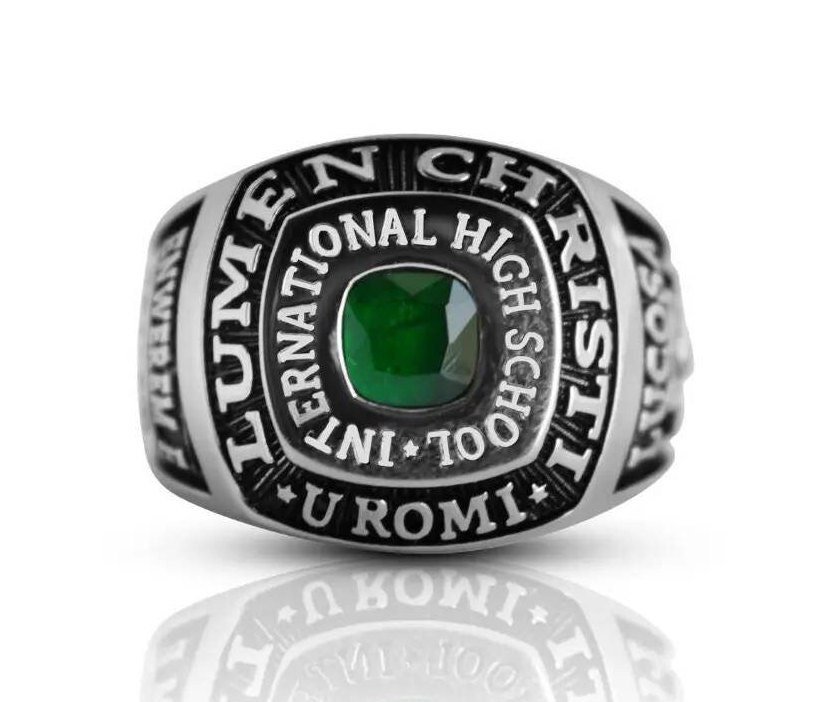 High School Ring for Boys, Strong Senior Ring 925 Silver