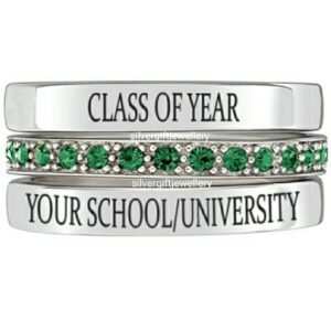 Stackable Senior Rings, High School Class Ring Set 925 Silver