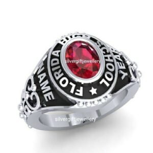 Unique Graduation Ring for Her, Slim Band 925 Silver