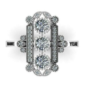 Vintage Style Class Ring for Women, Retro 925 Silver Graduation Gift
